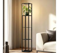 Lindby Piantana LED Birta, scaffale, 155 cm, nero, metallo LINDBY