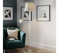 Lindby piantana Nantwin, 175 cm, grigio, nichel, tessile LINDBY