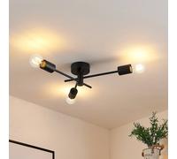 Lindby plafoniera Cerros, a 3 luci, nero, metallo LINDBY