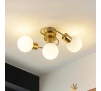 Lindby Plafoniera Ciala, a 3 luci, colore ottone, vetro LINDBY
