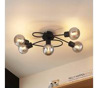 Lindby plafoniera Elaina, 66 cm, a 5 luci, nero/fumo, E14 LINDBY