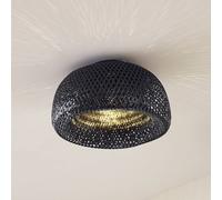 Lindby plafoniera Eskil, 1 luce, nero, Ø46,5 cm, bambù LINDBY