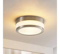 Lindby plafoniera Flavi, Ø 23 cm, nichel, vetro, IP44, E27 LINDBY