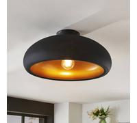 Lindby plafoniera Gerwina, nero/oro, metallo, 40 cm, E27 LINDBY