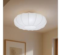 Lindby plafoniera Helin, bianca, Ø 60 cm, tessuto, 3 x E27 LINDBY