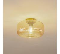 Lindby Plafoniera Hildur, Ø 28,5 cm, ambra, vetro LINDBY