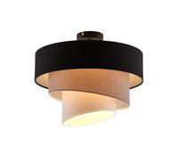 Lindby Plafoniera in Tessuto Ø 40 cm, Lampadario da Soffitto 3 Strati Nero Grigio Bianco Rotondo 3x E27 a Sospensione Camera Letto Lampada Soggiorno Cucina