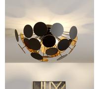 Lindby plafoniera Kinan, Ø 54 cm, nero, oro, E14 LINDBY