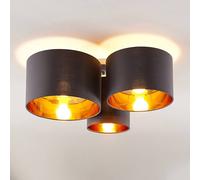 Lindby Plafoniera Laurenz, a 3 luci, grigio/oro, tessuto LINDBY