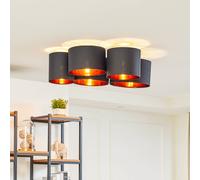 Plafoniera Lindby Laurenz, a 5 luci, 83 cm nero/oro LINDBY