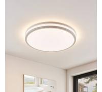 Lindby Plafoniera LED Arnim, bianco, plastica, Ø 49 cm, IP44 LINDBY
