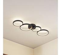 Lindby Plafoniera LED (Moderno) colore Nero, in Alluminio ad es. Soggiorno & Sala da pranzo lampadina inclusa lampada plafoniera