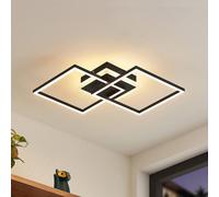 Lindby Plafoniera LED Fjardo, angolare, nera, CCT, telecomando LINDBY