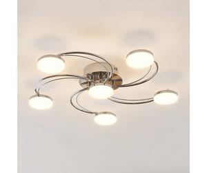 Lindby Plafoniera LED Rouven, a spirale, a 6 luci, grigia LINDBY