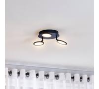 Lindby plafoniera Manel, nero, ferro, Ø 22 cm LINDBY