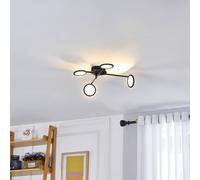 Lindby plafoniera Manel, nero, ferro, lunghezza 60 cm LINDBY