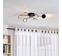 Lindby plafoniera Manel, nero, ferro, lunghezza 79 cm LINDBY