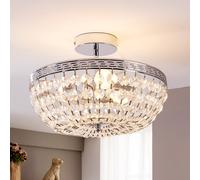 Lindby plafoniera Mondrian, 35 cm, cromo, cristallo LINDBY