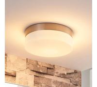 Lindby plafoniera per il bagno Amilia, Ø 18 cm, E27, nichel, vetro LINDBY