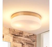 Lindby plafoniera per il bagno Amilia, Ø 23,5 cm, E27, nichel, vetro LINDBY