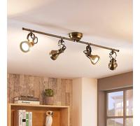 Lindby plafoniera Perseas, 78 cm, a 4 luci, ottone antico, GU10 LINDBY