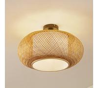 Lindby Plafoniera Romaine, bambù, naturale/bianco, Ø 50 cm LINDBY
