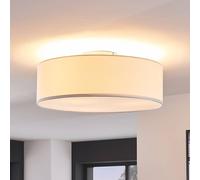 Lindby plafoniera Sebatin, Ø 40 cm, bianco, tessuto, E27 LINDBY