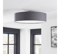 Lindby plafoniera Sebatin, Ø 50 cm, grigio, tessuto, E27 LINDBY