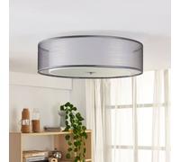 Lindby plafoniera Tobia, grigio, tessuto, Ø 50 cm, E27 LINDBY