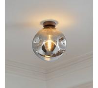 Lindby plafoniera Valentina, E27, grigio fumo, vetro, Ø 25 cm LINDBY