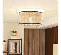 Lindby plafoniera Yaelle, Ø 40 cm, rattan, nero, E27 LINDBY