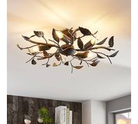 Lindby Plafoniera Yos, a 5 luci, 58 cm, nero-rame, E14 LINDBY