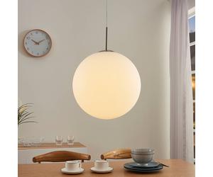 Lindby Rhona sospensione, sfera vetro opale, 30 cm LINDBY
