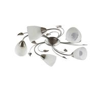 Lindby Romantica Plafoniera Led Soffitto, Lampadario Soggiorno Design Floreale Camera Da Letto Stile Antico Lampada 5 Luci E14 Decoro Foglie e Fiori Metallo Argento