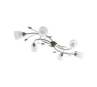 Lindby Romantica Plafoniera Led Soffitto, Lampadario Soggiorno Design Floreale Camera Da Letto Stile Antico Lampada 6 Luci E14 Decoro Foglie e Fiori Metallo Argento