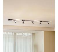 Lindby Sistema a binario 48V Lumaro, faretti, a 5 luci, nero, Ø 7,3 cm LINDBY