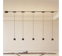 Lindby Sistema a binario 48V Lumaro, pendolare, cilindrico, a 5 luci, nero LINDBY