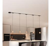 Lindby Sistema a binario Lumaro, a sospensione, a 5 luci, oro, 48V, dimmerabile LINDBY