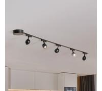 Lindby Sistema a binario Lumaro, faretti, a 5 luci, nero, Ø6cm, 48V, dimmerabile LINDBY