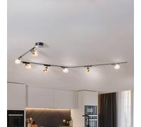 Lindby Sistema a binario Lumaro, faretti, a 7 luci, oro, Ø8cm,48V,dimmerabile LINDBY