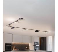 Lindby Sistema a binario Lumaro, punti, a 6 luci, nero, 48V, dimmerabile LINDBY