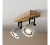 Lindby Spot Mitis, 30 cm, a 2 luci, grigio, legno, cemento, GU10 LINDBY