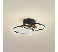 Lindby Ventilatore da soffitto a LED Lomana, nero, silenzioso, CCT LINDBY