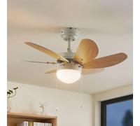Lindby ventilatore da soffitto Minja, bianco, legno LINDBY