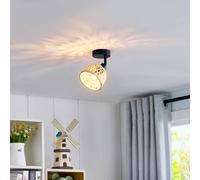 Lindby Youstin, faretto da soffitto, Ø 12,5 cm, bambù, E14 LINDBY