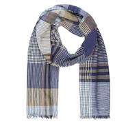 Lindenmann sciarpa tessuta uomo 100% cotone, blu-beige-nero