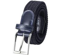 Lindenmann textile braided belt men, jeans belt men 35 mm wide, belt men, textile belt blue