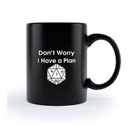 LINDENPAL Dont Worry I Have Plan Mug Dice Dnd Mug 311,8 g, tazza in ceramica nera, regalo divertente per papà, mamma, figlia, figlio e amici