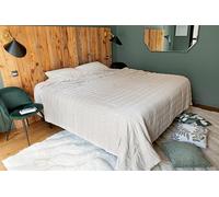 Linder - Copriletto a righe goffrate morbido e soffice - Colore beige stucco - 100% poliestere - Dimensioni 240 x 250 cm - Collezione Seersucker