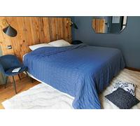 Linder - Copriletto con strisce goffrate morbido e soffice - Colore blu Ceruleen - 100% poliestere - Dimensioni 240 x 250 cm - Collezione Seersucker